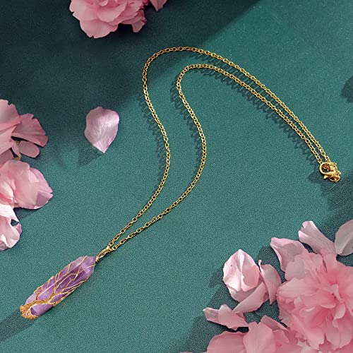 Tree of Life Amethyst Point Pendant Necklace