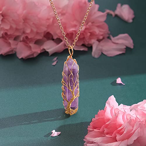 Tree of Life Amethyst Point Pendant Necklace