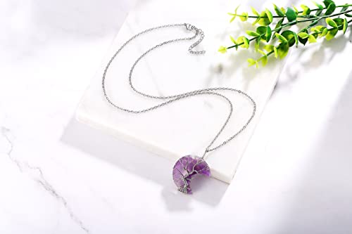 Amethyst Crescent Moon Necklace for Spiritual Women