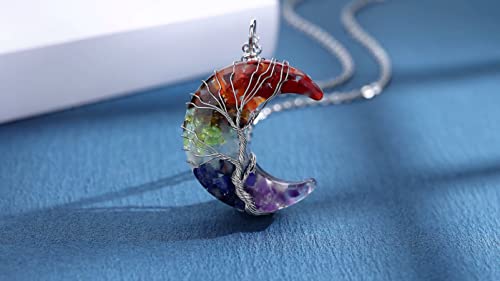 Chakra Crystal Tree of Life Pendant Necklace Set