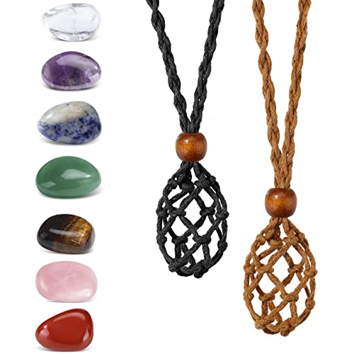 Chakra Stone Necklace Holder with Crystal Cord - 2 Pieces