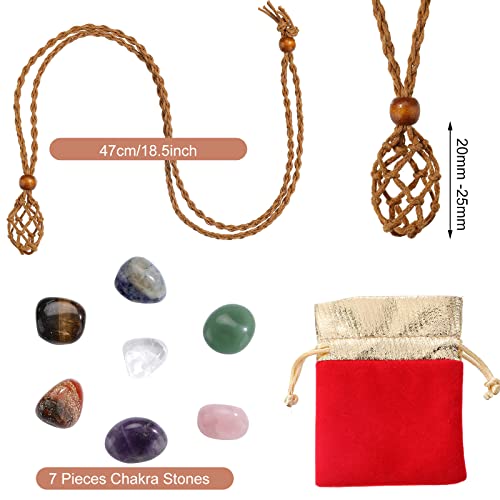 Chakra Stone Necklace Holder with Crystal Cord - 2 Pieces