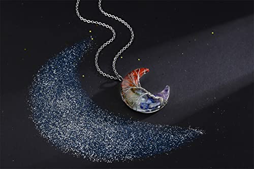 Chakra Crystal Tree of Life Pendant Necklace Set