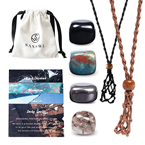 7 Chakra Natural Gemstone Necklace - Handmade Rope-Wrapped Holder