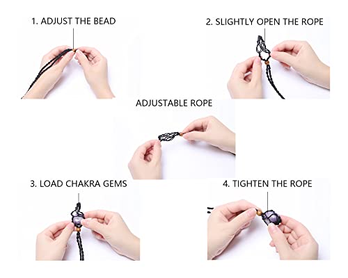 7 Chakra Natural Gemstone Necklace - Handmade Rope-Wrapped Holder