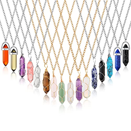 16 Piece Healing Crystal Stone Pendant Necklaces