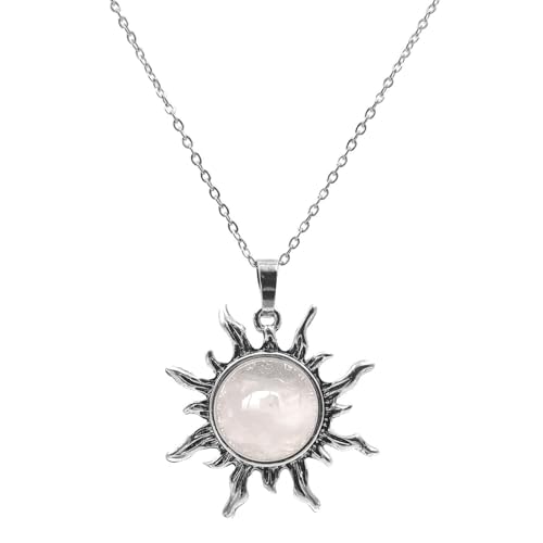Clear Quartz Sun Necklace for Women, Healing Crystal spiritual选jewelry