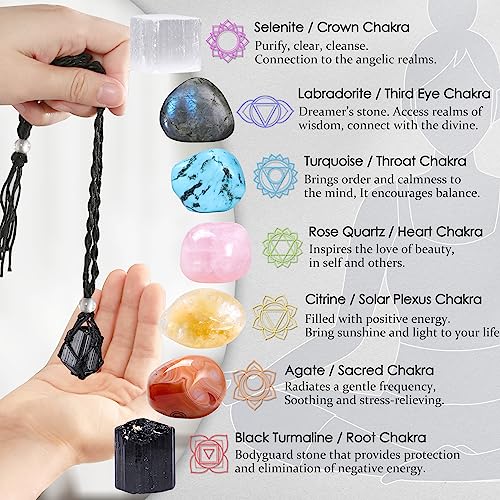 7 Chakra Healing Crystal Necklace Set - Boho Gemstones