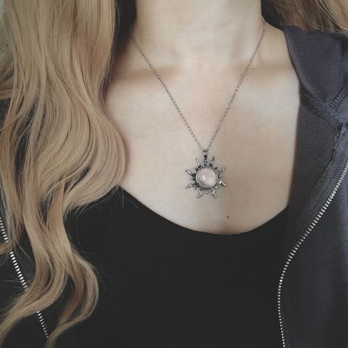 Clear Quartz Sun Necklace for Women, Healing Crystal spiritual选jewelry