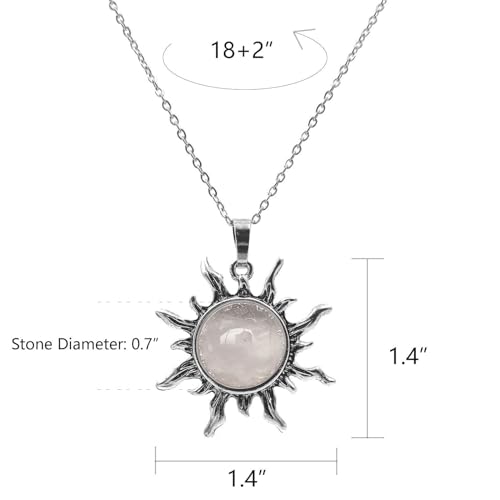 Clear Quartz Sun Necklace for Women, Healing Crystal spiritual选jewelry