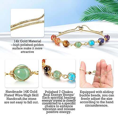 7 Chakra Healing Gemstone Bracelet for Spiritual Luck