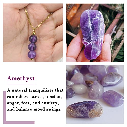 Amethyst Healing Crystal Necklace for February Birthstone Birthdays
