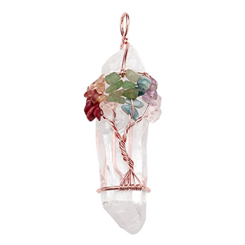 Jovivi 7 Chakra Gemstone Necklace with Quartz & Stones