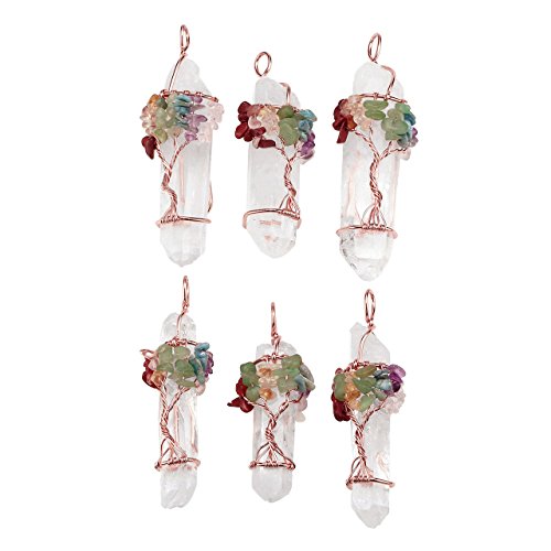 Jovivi 7 Chakra Gemstone Necklace with Quartz & Stones