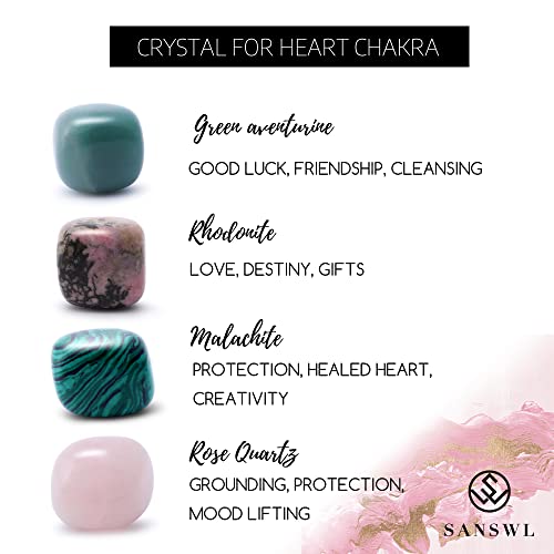 Heart Chakra Healing Crystal Necklace with Natural Gemstones