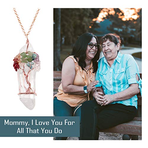 Jovivi 7 Chakra Gemstone Necklace with Quartz & Stones