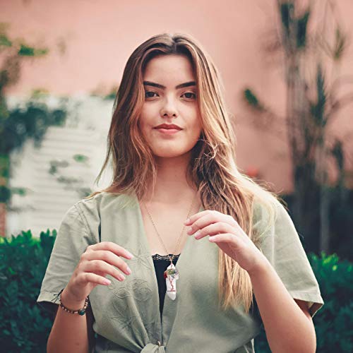 Jovivi 7 Chakra Gemstone Necklace with Quartz & Stones