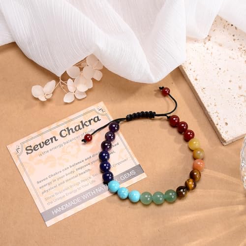 Seven Chakra Stones Macrame Bracelet - Balance Energy
