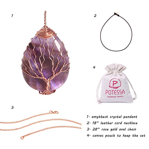 POTESSA Amethyst Crystal Choker Necklace for Chakra Healing