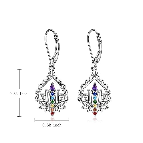 Lotus Chakra Earrings: Dangle Sterling Silver Crystal Charms