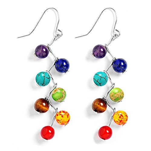Jauxin Chakra Bead Steel Hook Earrings for Women