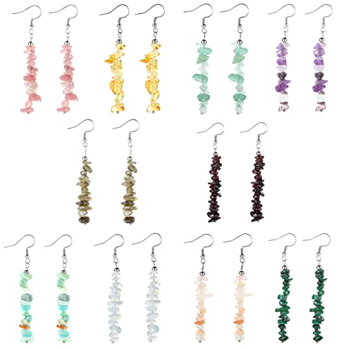 Natural Stone Beaded Dangle Earrings Set for Women