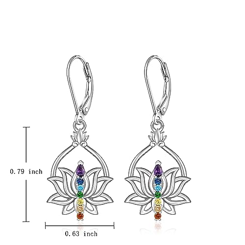 7 Chakra Lotus Earrings - Sterling Silver Yoga Jewelry