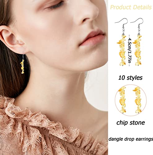 Natural Stone Beaded Dangle Earrings Set for Women