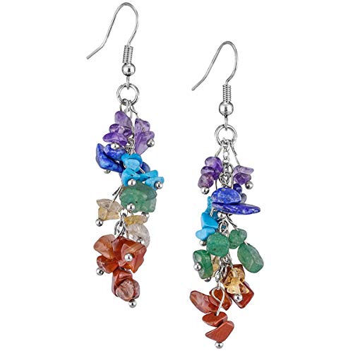 Nupuyai Crystal Dangle Earrings with 7 Chakra Stones
