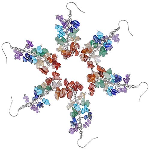 Nupuyai Crystal Dangle Earrings with 7 Chakra Stones