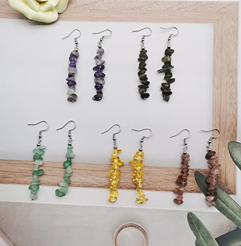 Natural Stone Beaded Dangle Earrings Set for Women
