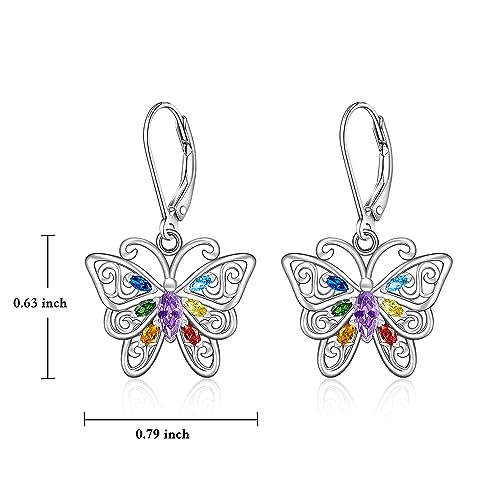 7 Chakra Butterfly Earrings: Sterling Silver Healing Jewelry