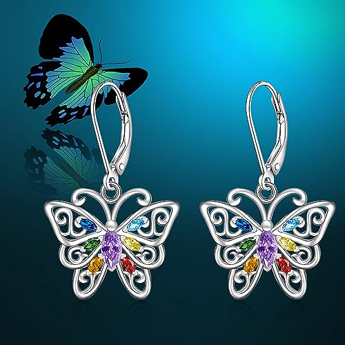 7 Chakra Butterfly Earrings: Sterling Silver Healing Jewelry
