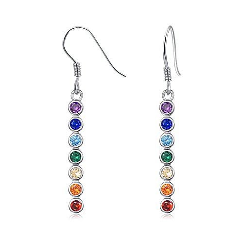 Chakra Earrings: Sterling Silver Healing Gemstone Dangle Drops