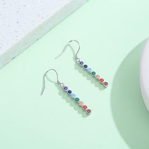 Chakra Earrings: Sterling Silver Healing Gemstone Dangle Drops