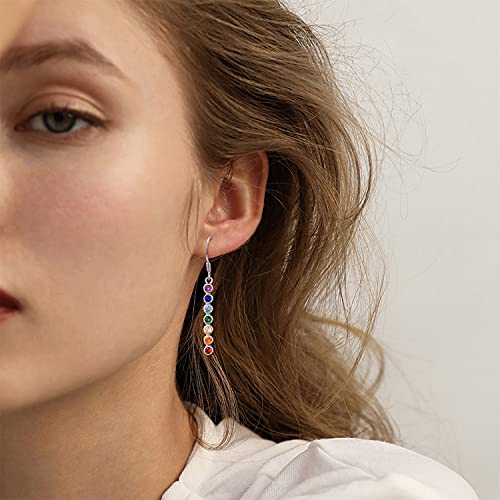 Chakra Earrings: Sterling Silver Healing Gemstone Dangle Drops