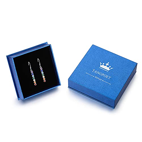 Chakra Earrings: Sterling Silver Healing Gemstone Dangle Drops