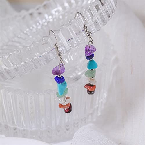 Chakra Stone Bead Tassel Earrings for Women