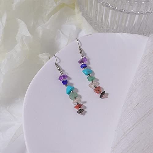 Chakra Stone Bead Tassel Earrings for Women