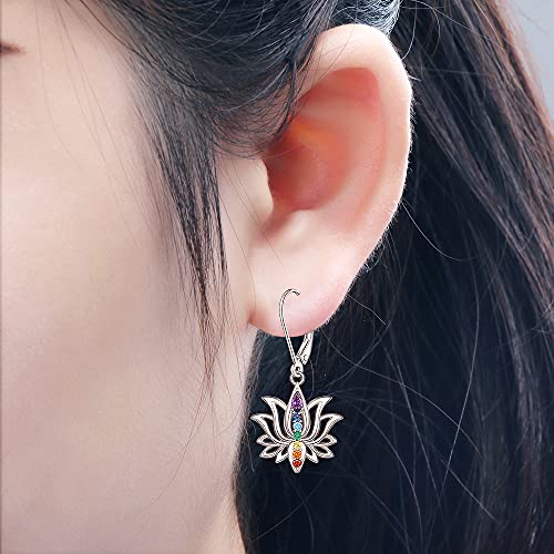 Chakra Lotus Flower Earrings for Women - Yoga Energy