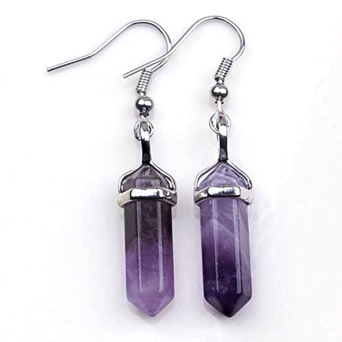 Hexagonal Quartz Drop Earrings Set - Chakra Stones