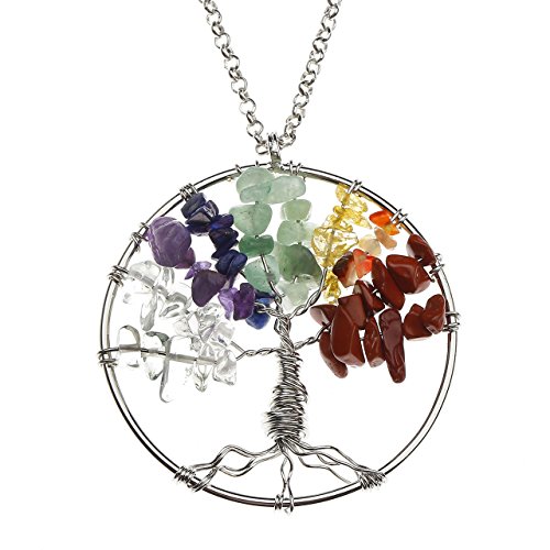 Jovivi 7 Chakra Tree Life Crystal Jewelry Set