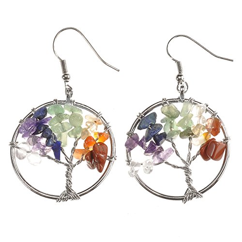 Jovivi 7 Chakra Tree Life Crystal Jewelry Set