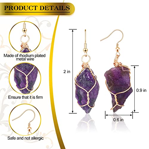Natural Amethyst Crystal Drop Earrings - Novel Style