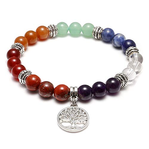 Jovivi 7 Chakra Tree Life Crystal Jewelry Set