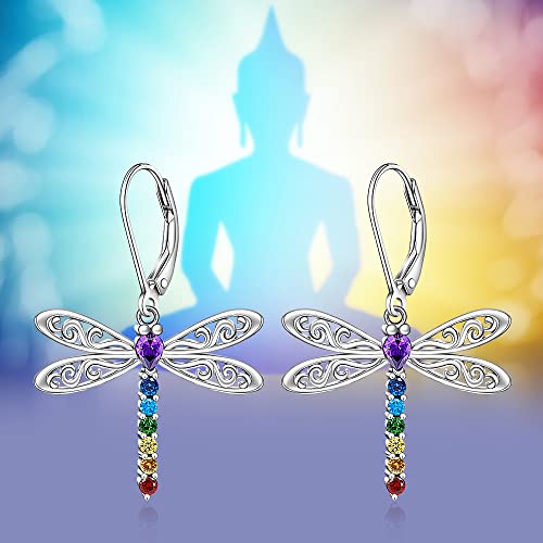 Dragonfly Chakra Earrings - Sterling Silver Healing Crystal