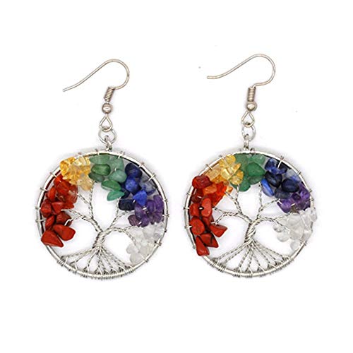 Tree of Life Crystal Birthstone Chakra Earrings