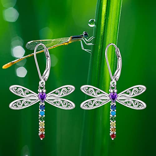 Dragonfly Chakra Earrings - Sterling Silver Healing Crystal