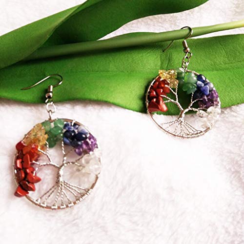 Tree of Life Crystal Birthstone Chakra Earrings