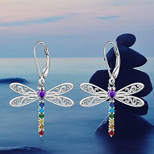 Dragonfly Chakra Earrings - Sterling Silver Healing Crystal